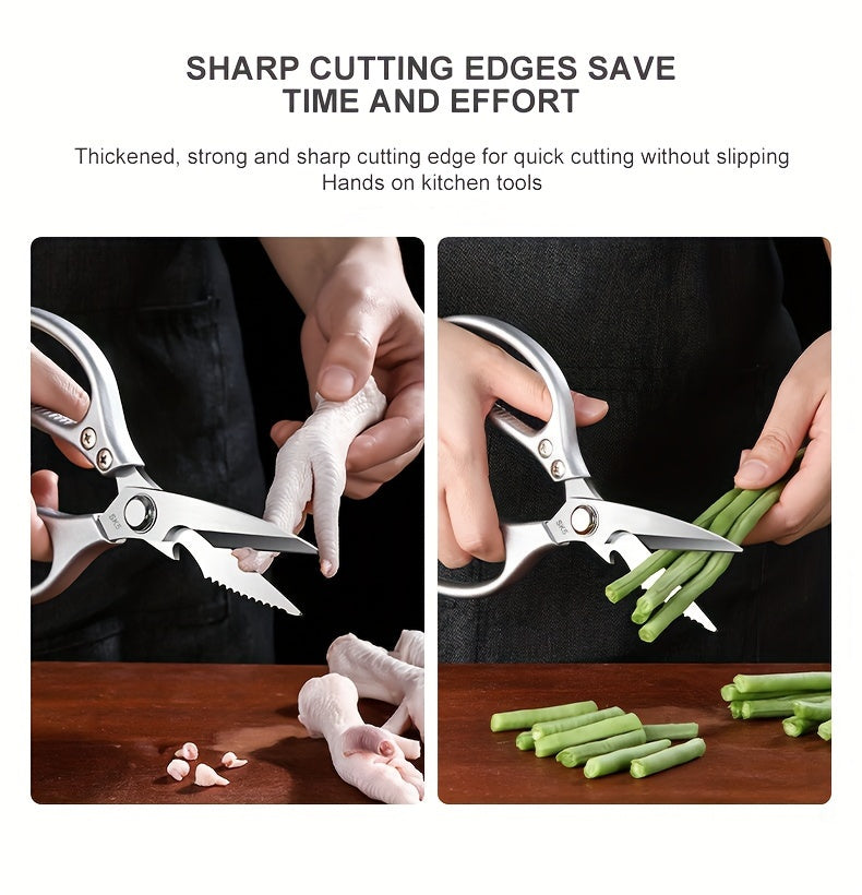 1 Pack Multi-Function Kitchen Scissors Heavy Duty Sharp, Stainless Steel,