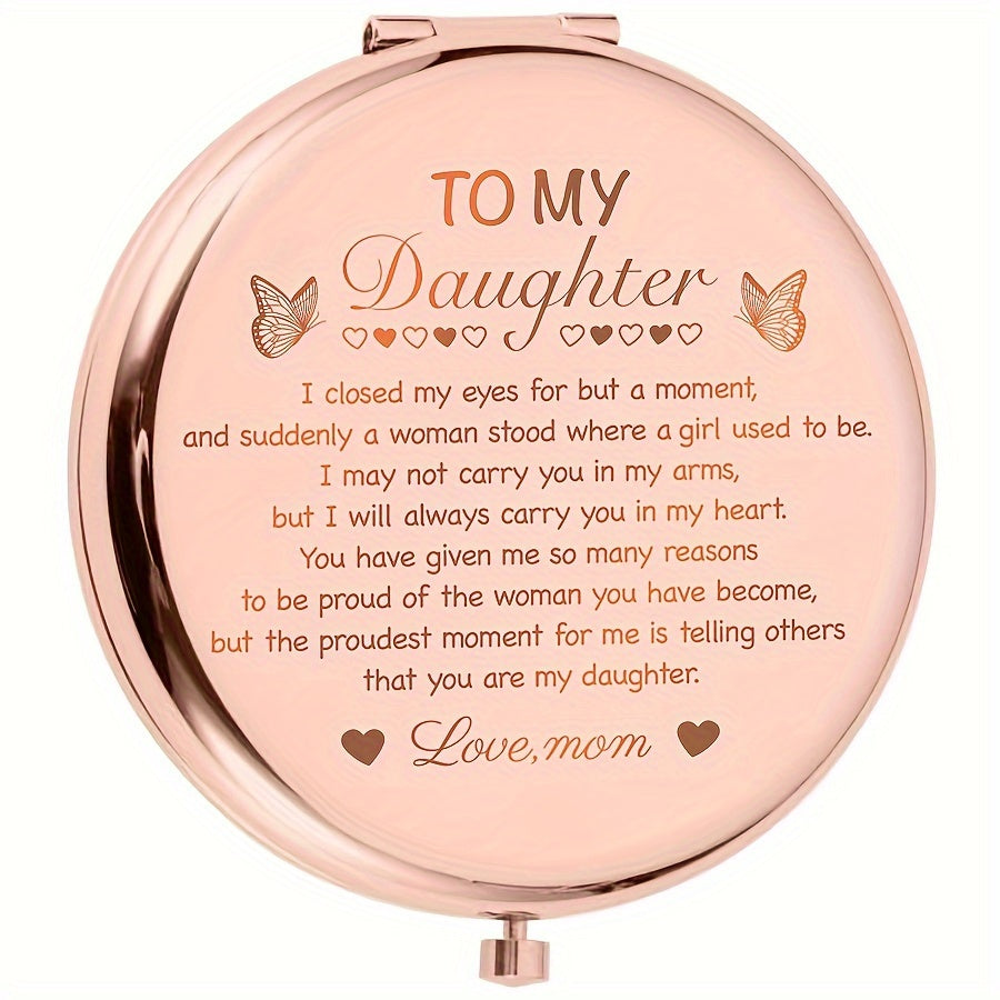 1pc Rose Golden Makeup Mirror, Gorgeous Daughter Gift from Mom