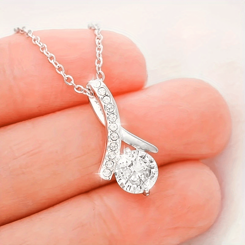 Fashionable water droplet shaped pendant necklace box card for my daughter gift