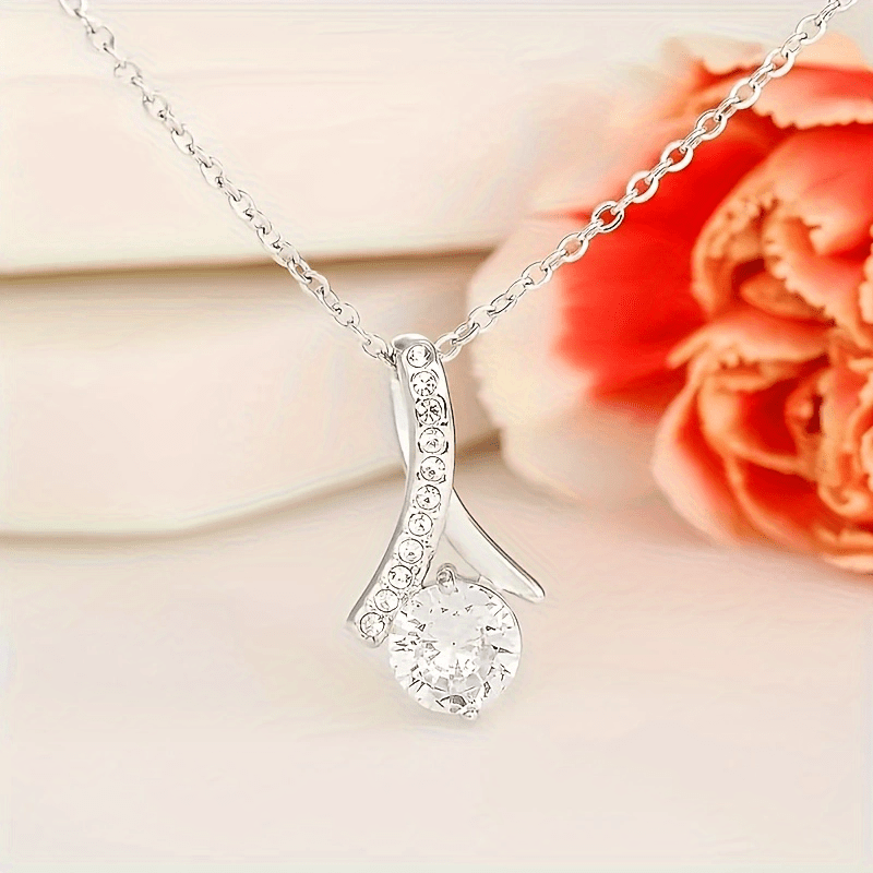 Fashionable water droplet shaped pendant necklace box card for my daughter gift
