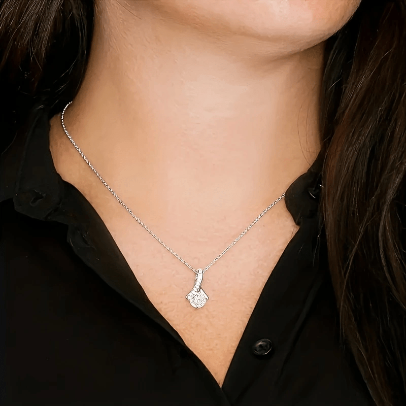 Fashionable water droplet shaped pendant necklace box card for my daughter gift