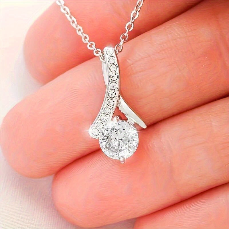 Fashionable water droplet shaped pendant necklace box card for my daughter gift