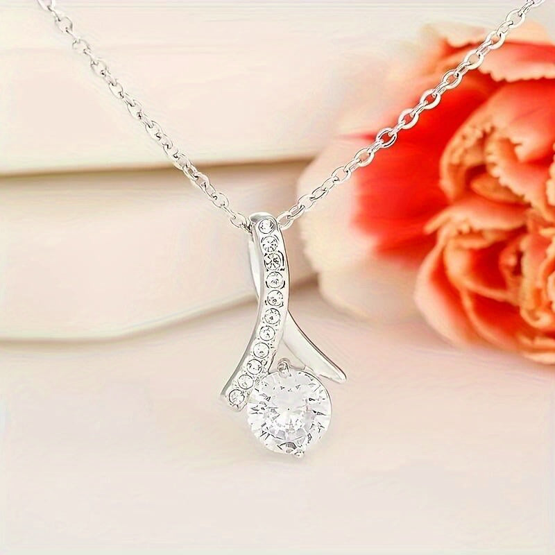 Fashionable water droplet shaped pendant necklace box card for my daughter gift