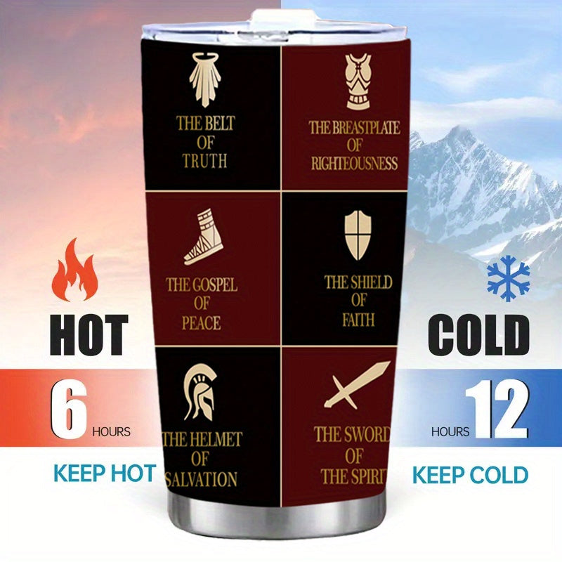 Christian Armor of God 20 oz Tumbler, 304 Stainless Steel Travel Mug, Insulated Water Bottle for Hot and Cold Beverages