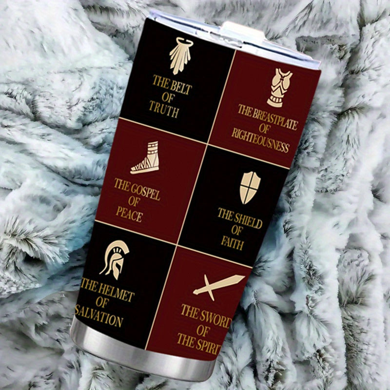 Christian Armor of God 20 oz Tumbler, 304 Stainless Steel Travel Mug, Insulated Water Bottle for Hot and Cold Beverages