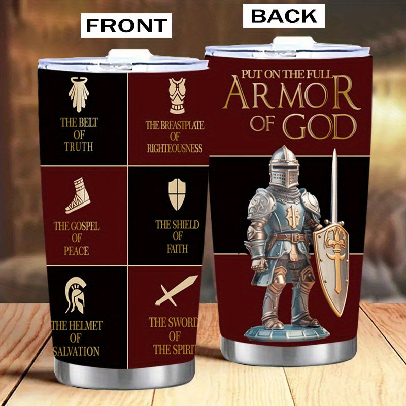 Christian Armor of God 20 oz Tumbler, 304 Stainless Steel Travel Mug, Insulated Water Bottle for Hot and Cold Beverages