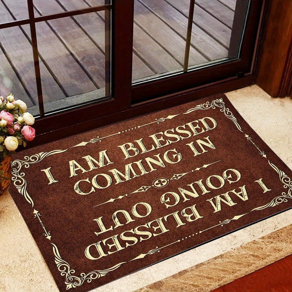 "I Am Blessed Coming in and Going Out" Doormat Blessed Doormat I Am Blessed Going Out Door Mat Religious Door Mat for Inside and Outside Entry Christian Doormats