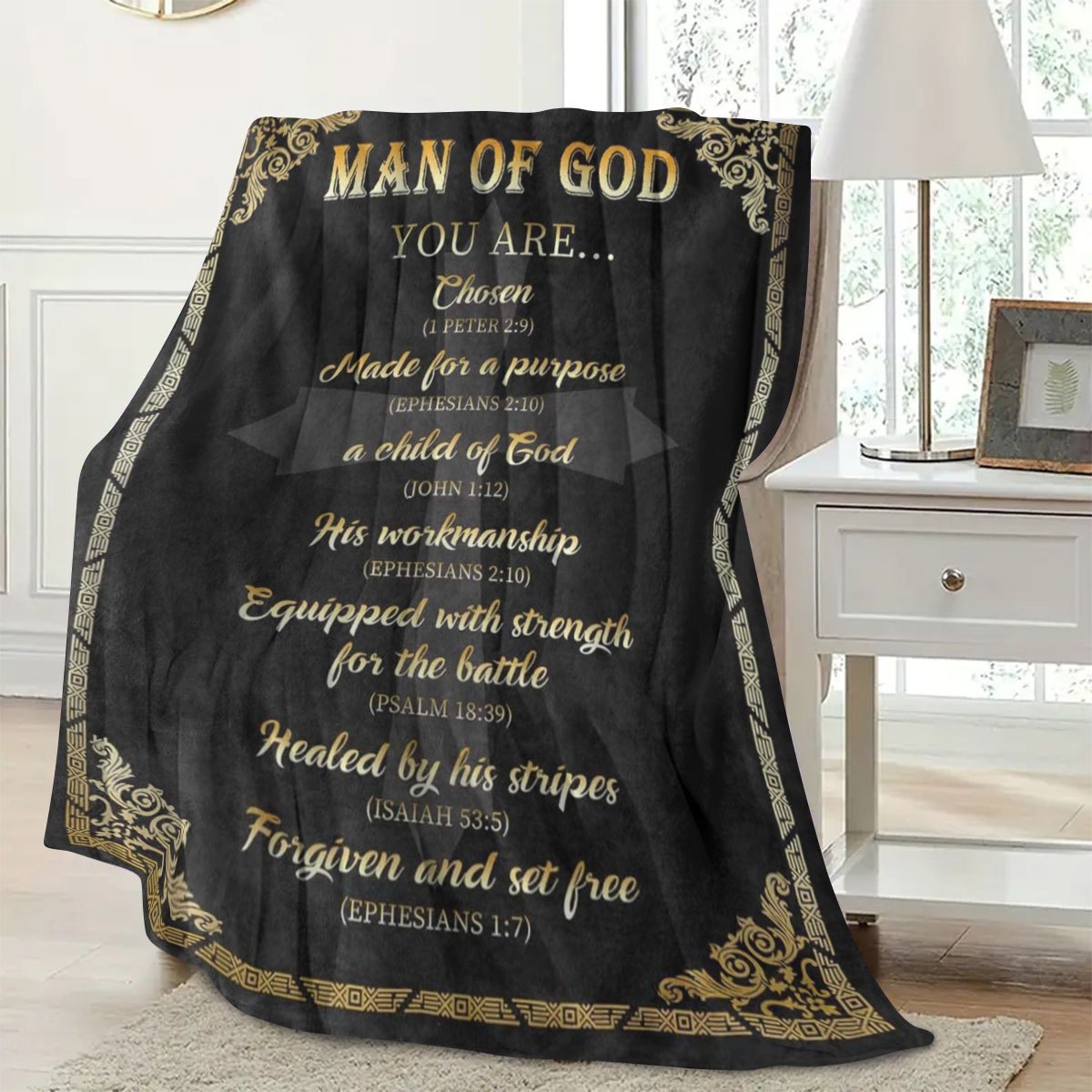 Men's Christian Blanket, Faith Gift for the Man of God