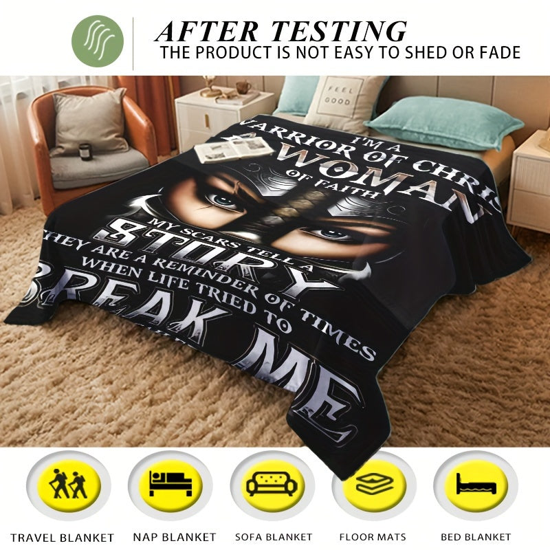 Warrior of Christ Faith-Inspired Flannel Blanket - Hypoallergenic, All-Season Comfort for Home, Office, & Travel