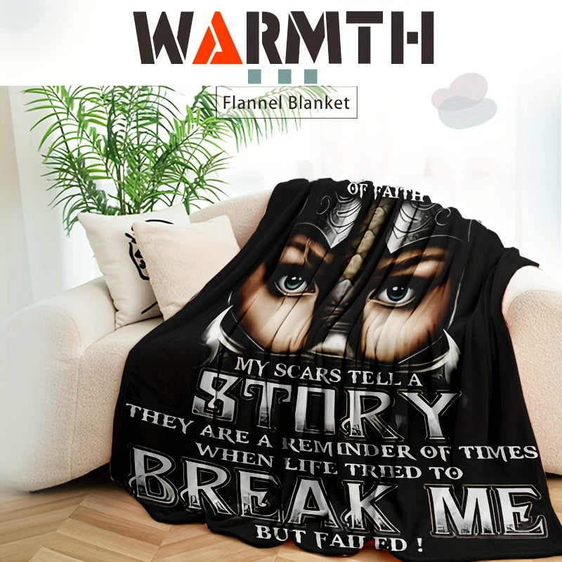 Warrior of Christ Faith-Inspired Flannel Blanket - Hypoallergenic, All-Season Comfort for Home, Office, & Travel