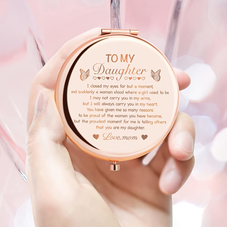 1pc Rose Golden Makeup Mirror, Gorgeous Daughter Gift from Mom