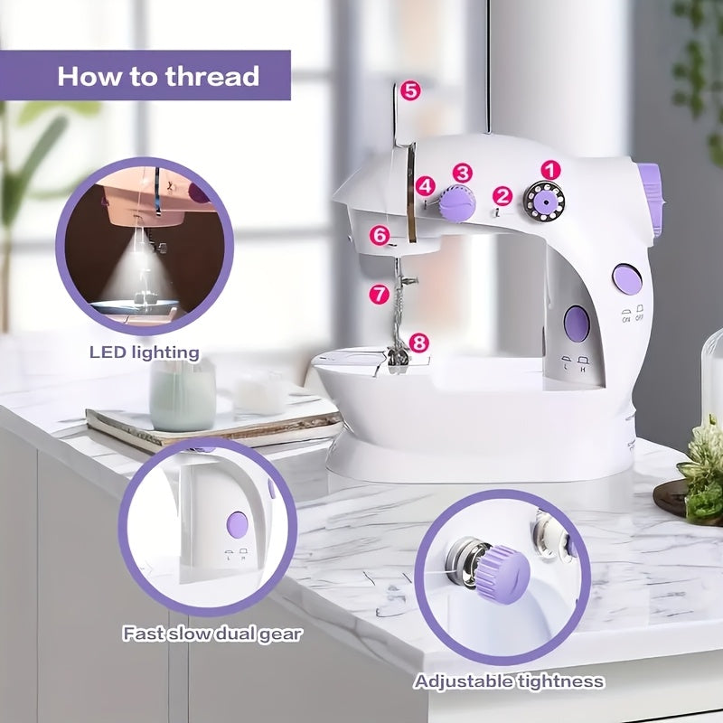 Portable Mini 2-speed, Desktop Sewing Machine