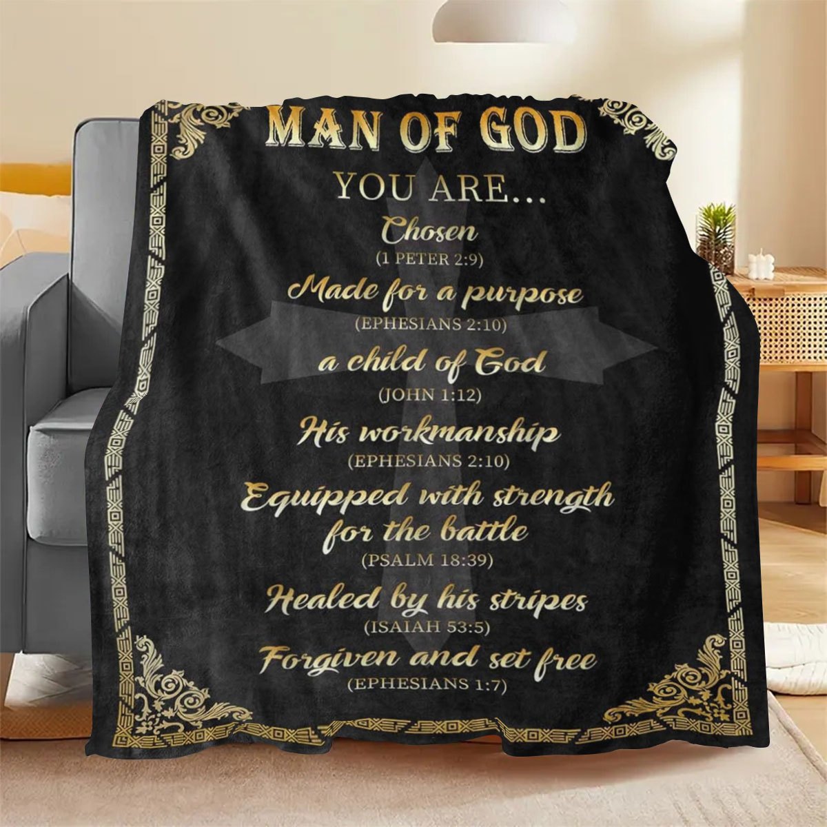 Men's Christian Blanket, Faith Gift for the Man of God