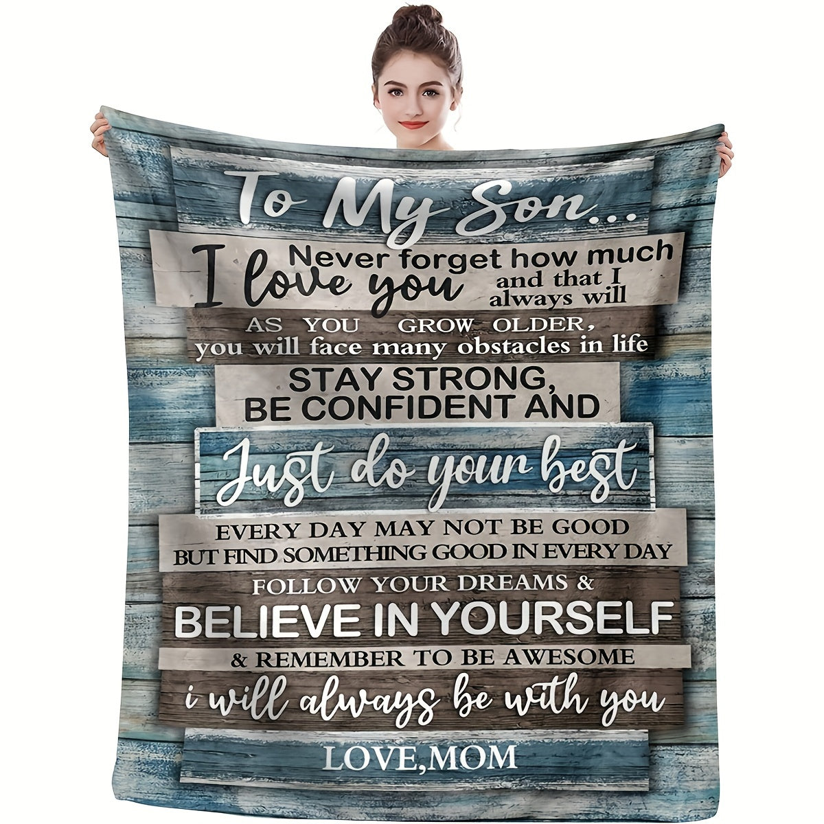 1pc Soft Flannel Blanket, To My Son From Mom Warm Cozy Throw Blanket For Couch, Bed or Sofa