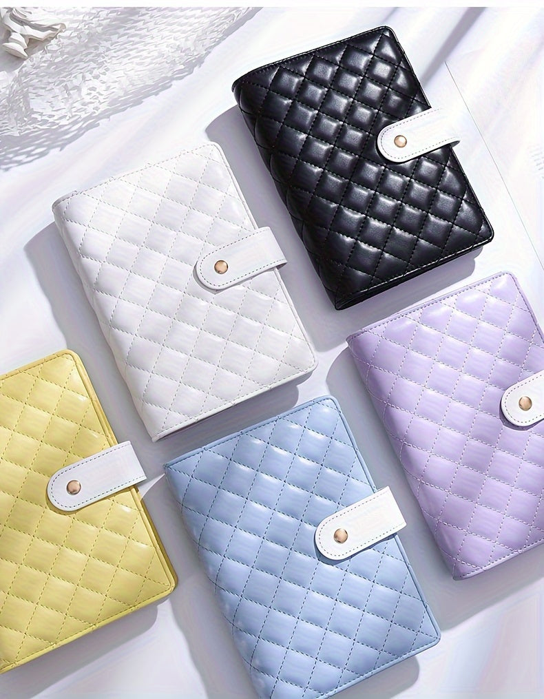 Bolony A6 Diamond-shaped Lattice Macarons Budget Binder For Cash Stuffing With Envelopes P Purple Blue Yellow Black White For Selection Monthly Saving Challenge Kit Budgeting Planner