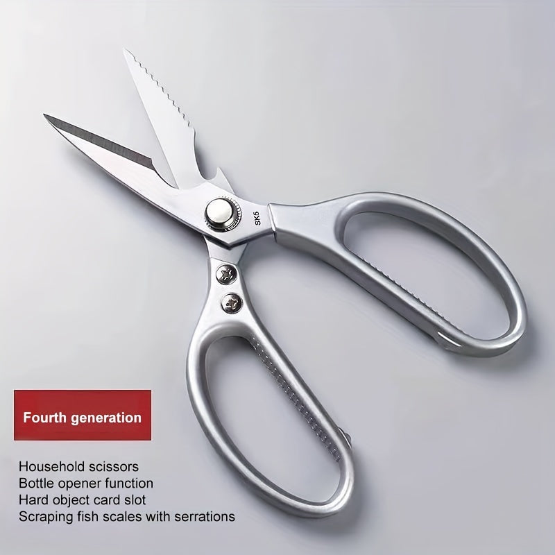 1 Pack Multi-Function Kitchen Scissors Heavy Duty Sharp, Stainless Steel,
