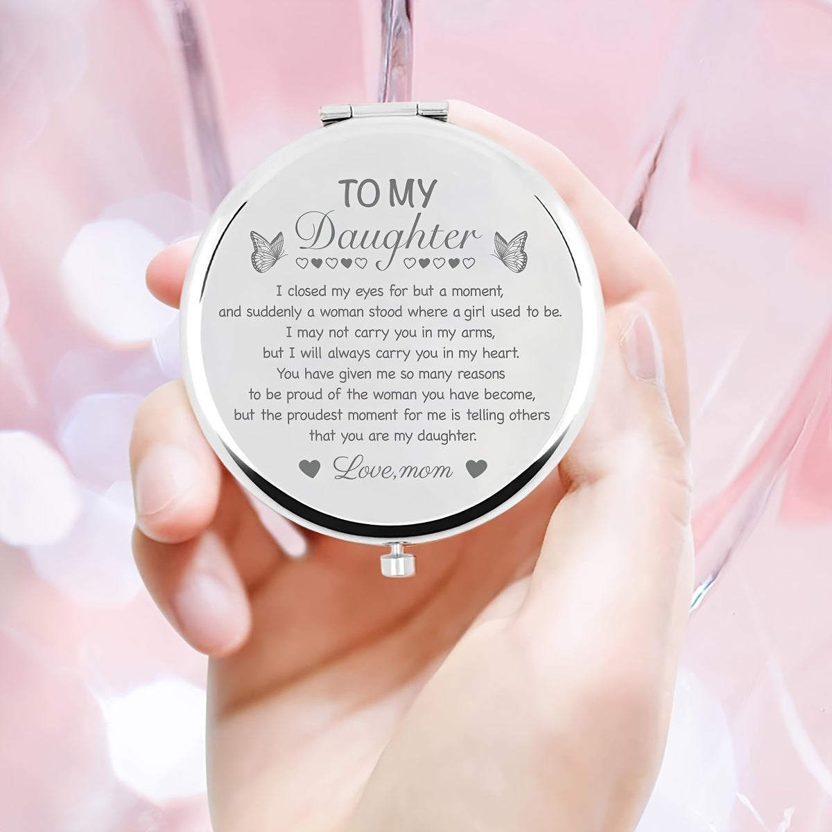 1pc Rose Golden Makeup Mirror, Gorgeous Daughter Gift from Mom