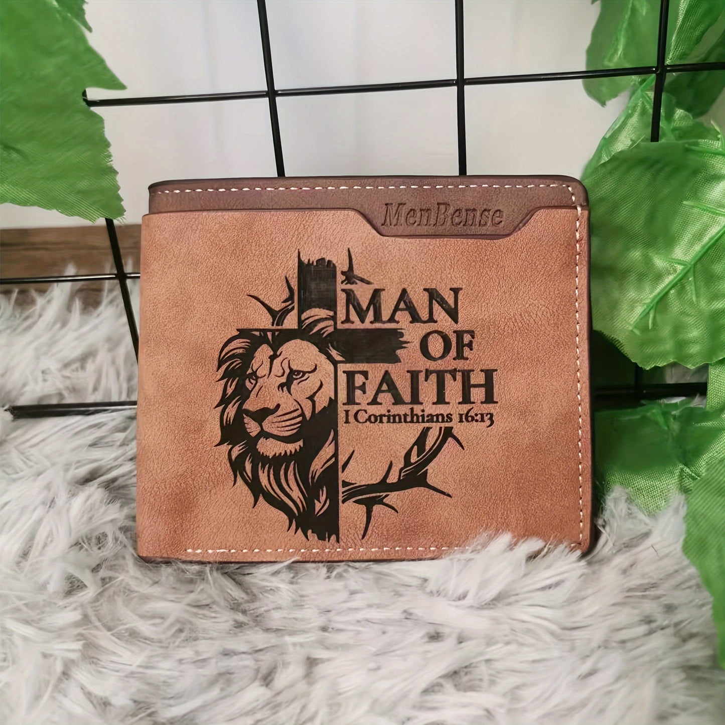 1pc Men's Lion Pattern PU Leather Wallet