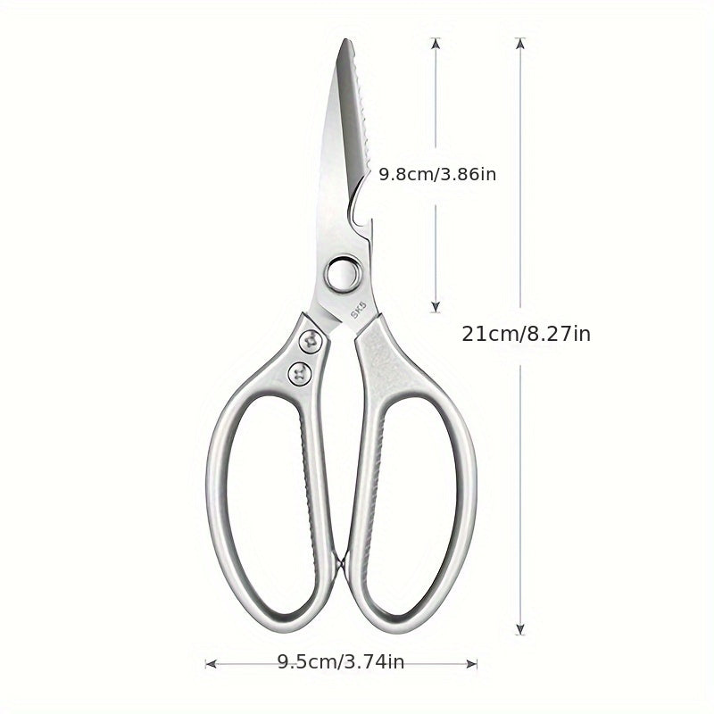 1 Pack Multi-Function Kitchen Scissors Heavy Duty Sharp, Stainless Steel,