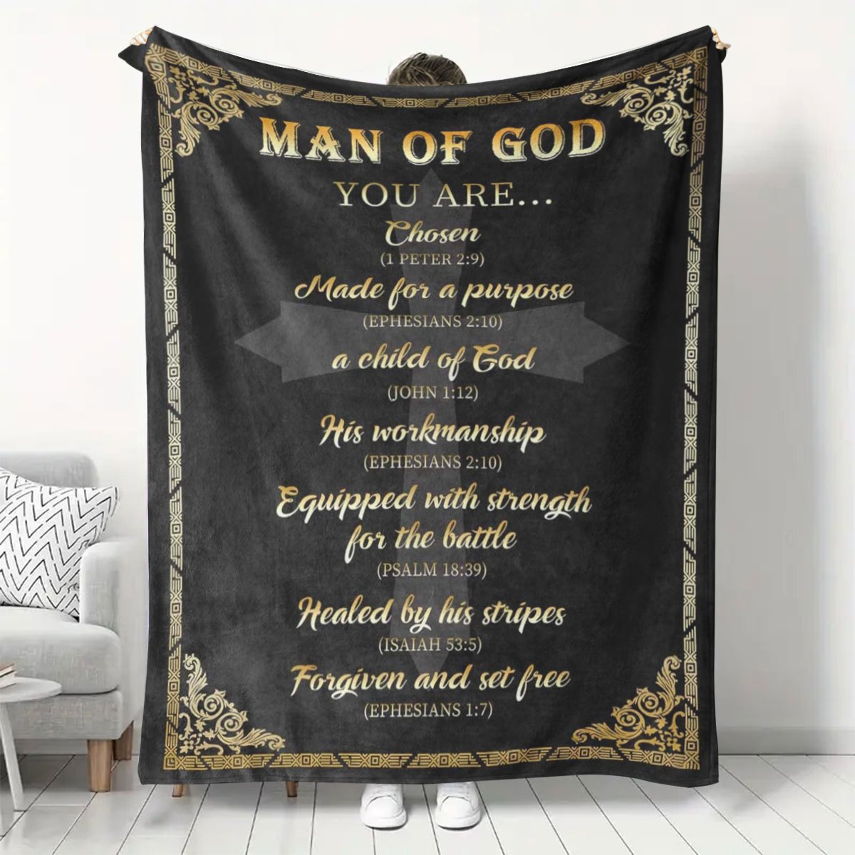 Men's Christian Blanket, Faith Gift for the Man of God