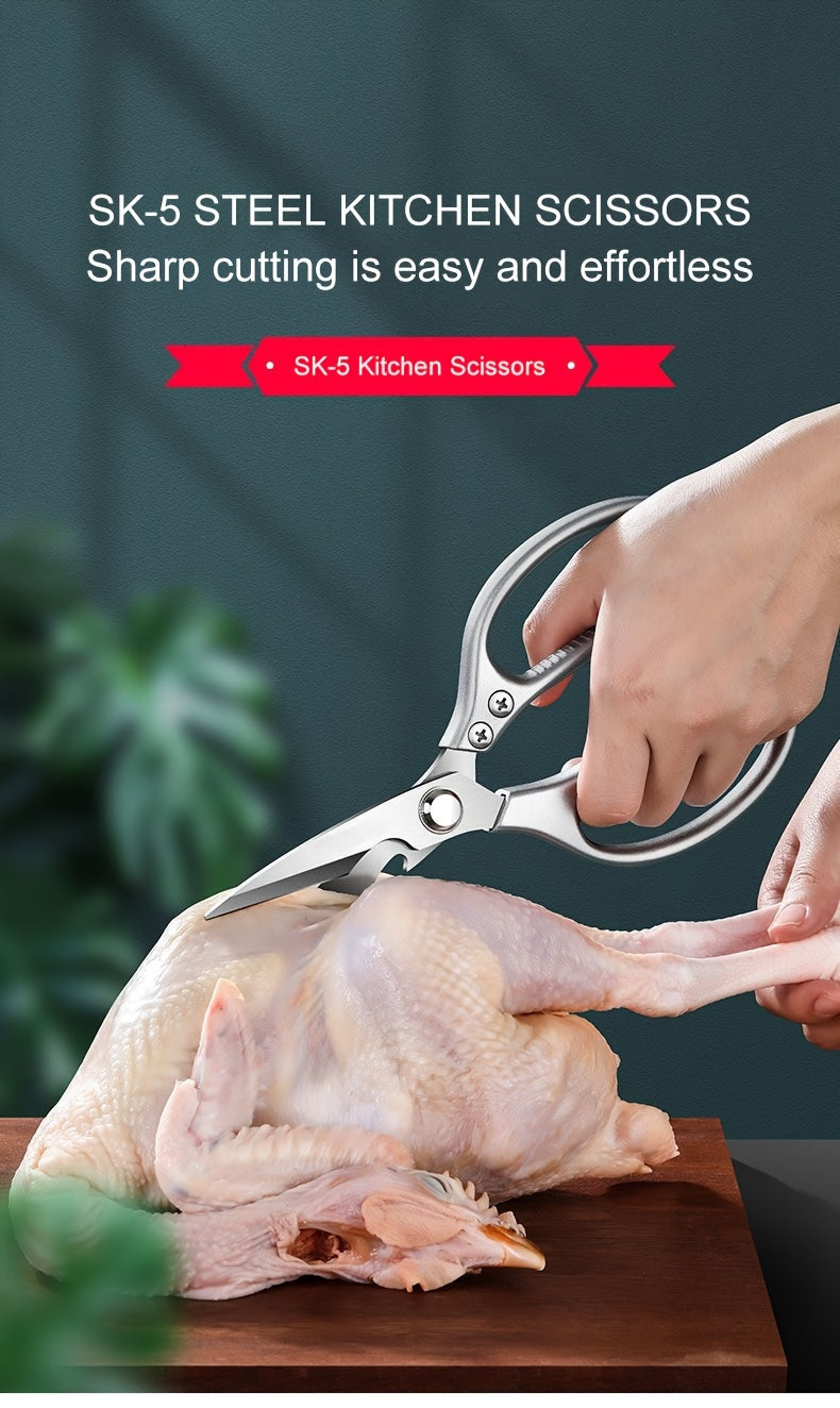 1 Pack Multi-Function Kitchen Scissors Heavy Duty Sharp, Stainless Steel,