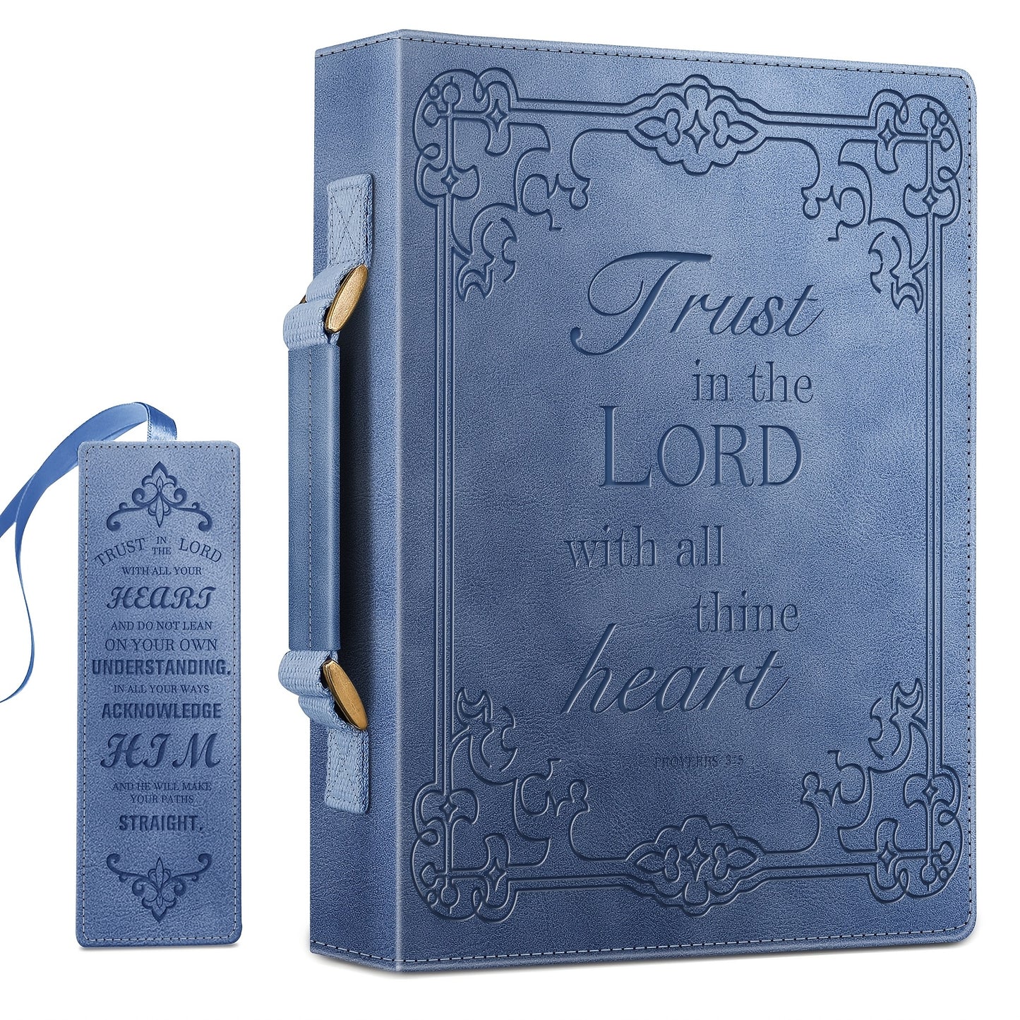 Faux Leather Large Classic Bible Cover - Carrying Book Case Church Bag with Handle - Gift for Women Lady Mother