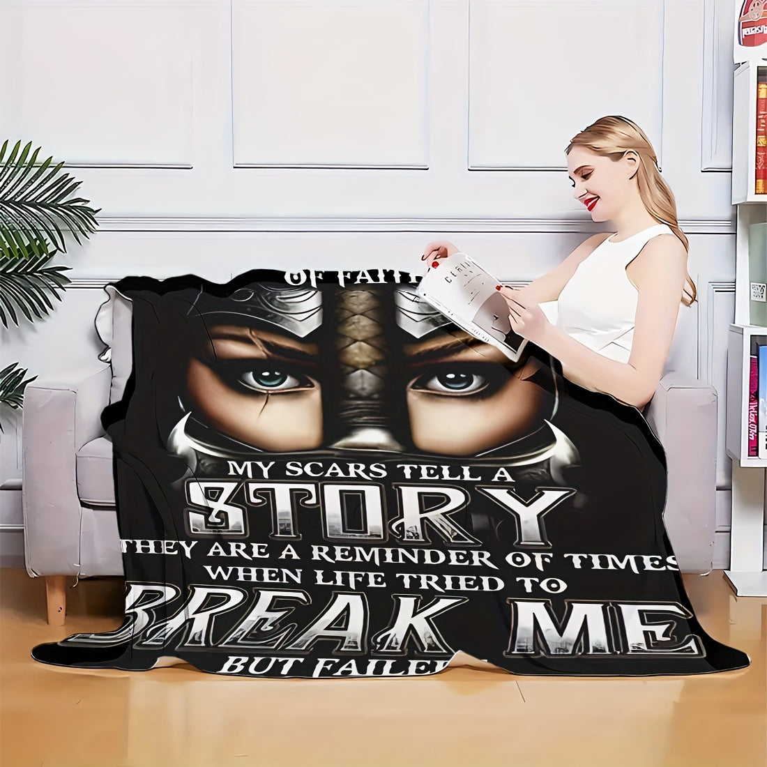 Warrior of Christ Faith-Inspired Flannel Blanket - Hypoallergenic, All-Season Comfort for Home, Office, & Travel