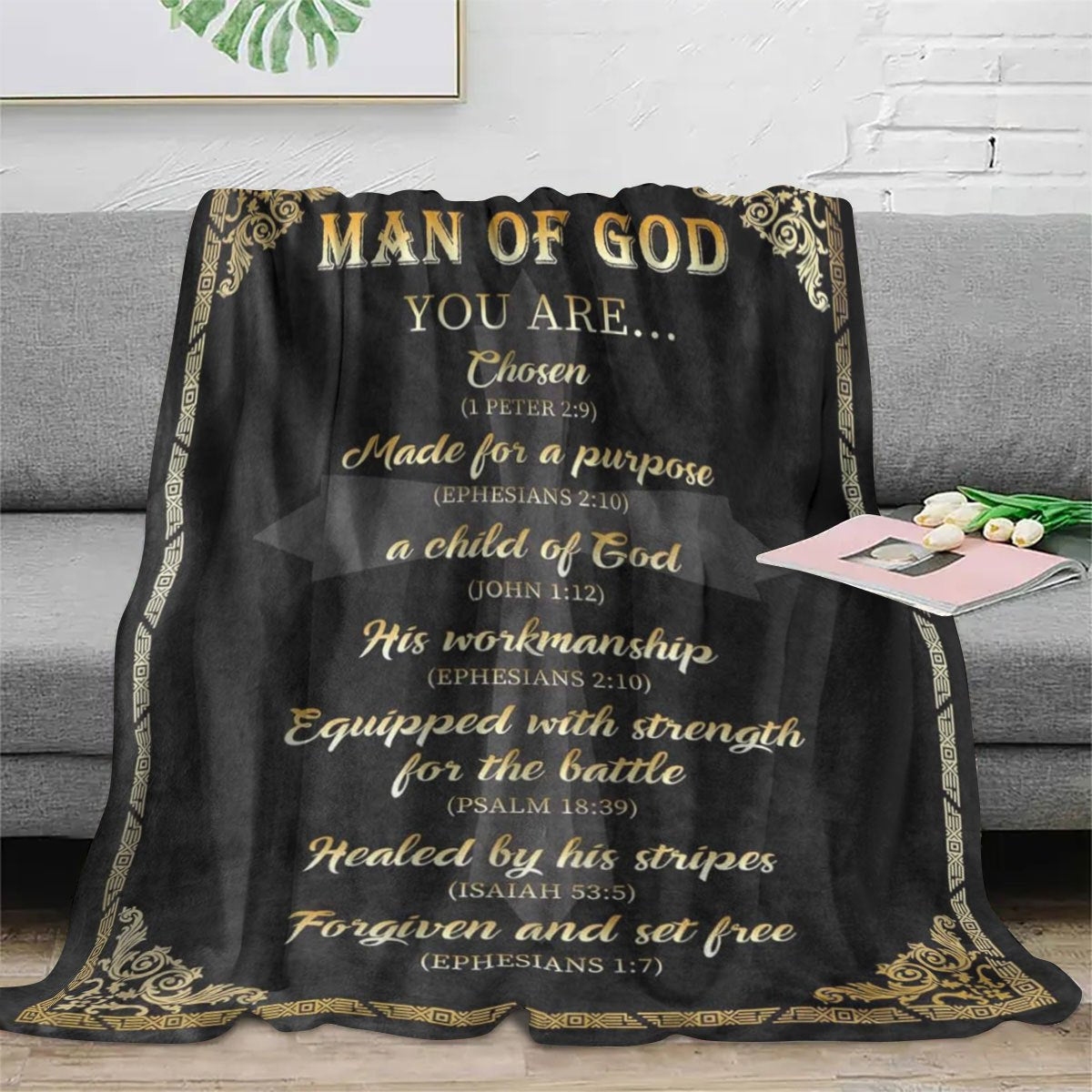 Men's Christian Blanket, Faith Gift for the Man of God