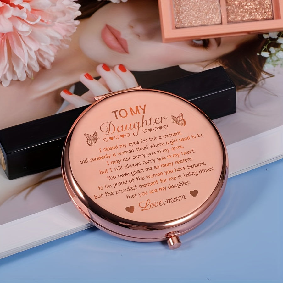 1pc Rose Golden Makeup Mirror, Gorgeous Daughter Gift from Mom
