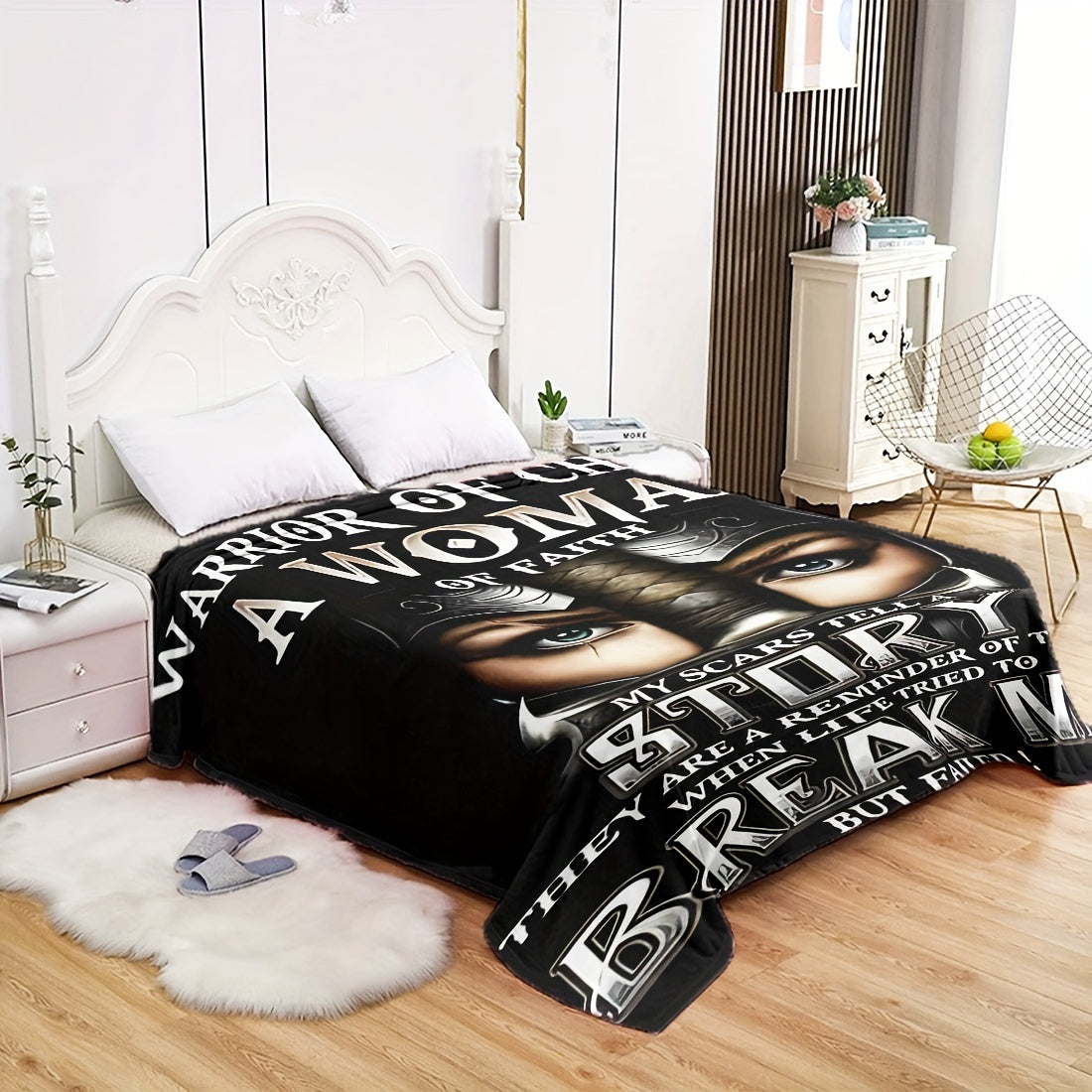 Warrior of Christ Faith-Inspired Flannel Blanket - Hypoallergenic, All-Season Comfort for Home, Office, & Travel