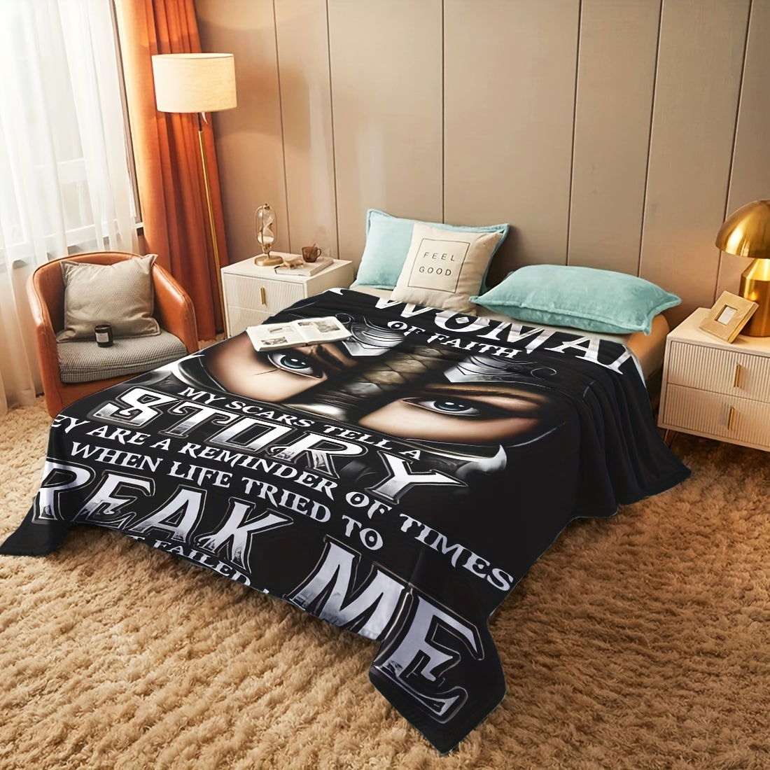 Warrior of Christ Faith-Inspired Flannel Blanket - Hypoallergenic, All-Season Comfort for Home, Office, & Travel