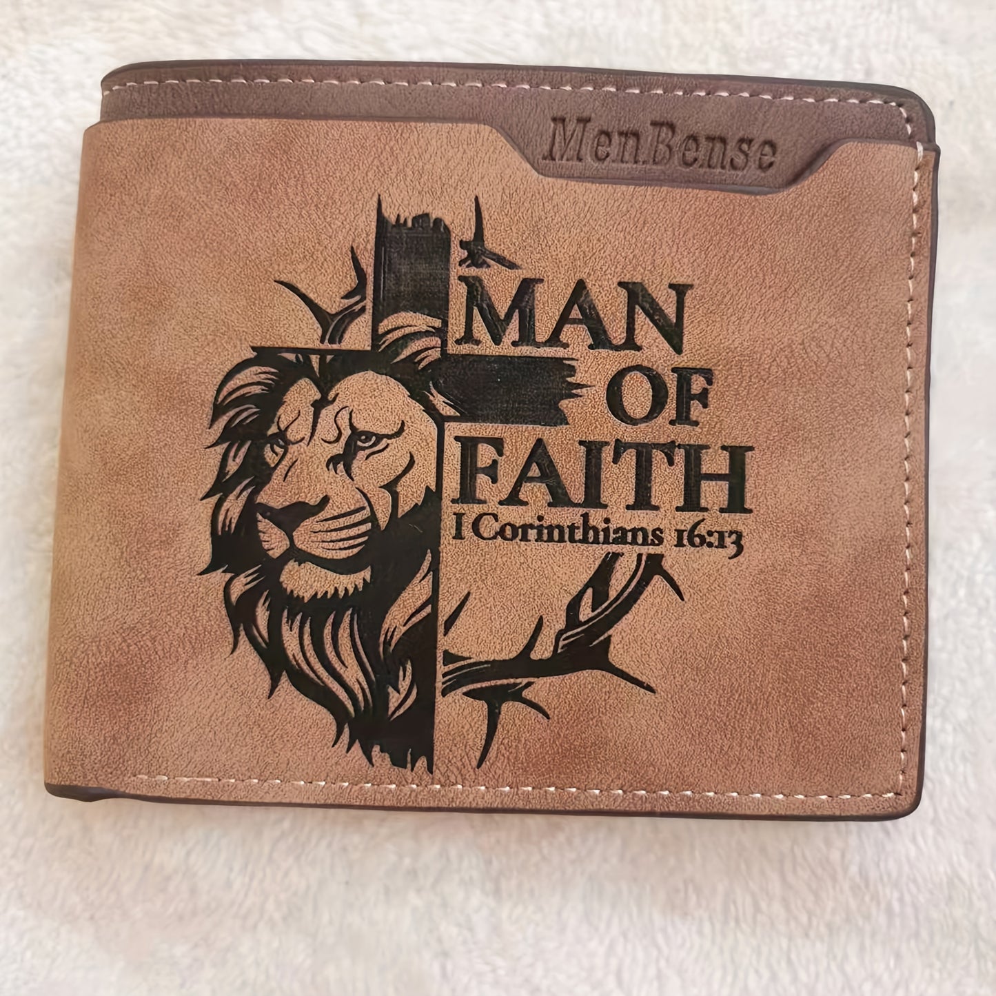 1pc Men's Lion Pattern PU Leather Wallet