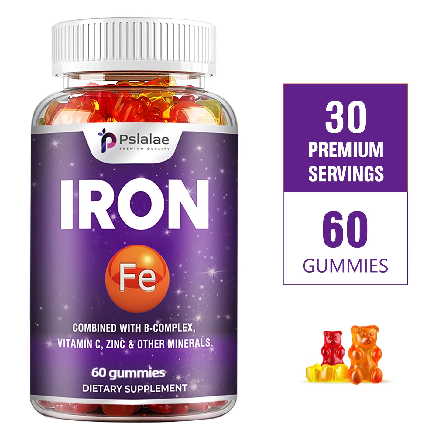 Iron Gummies - Supports Red Blood Cell Energy Levels, Promotes Blood Circulation, and Enhances Immunity - 60 Gummies