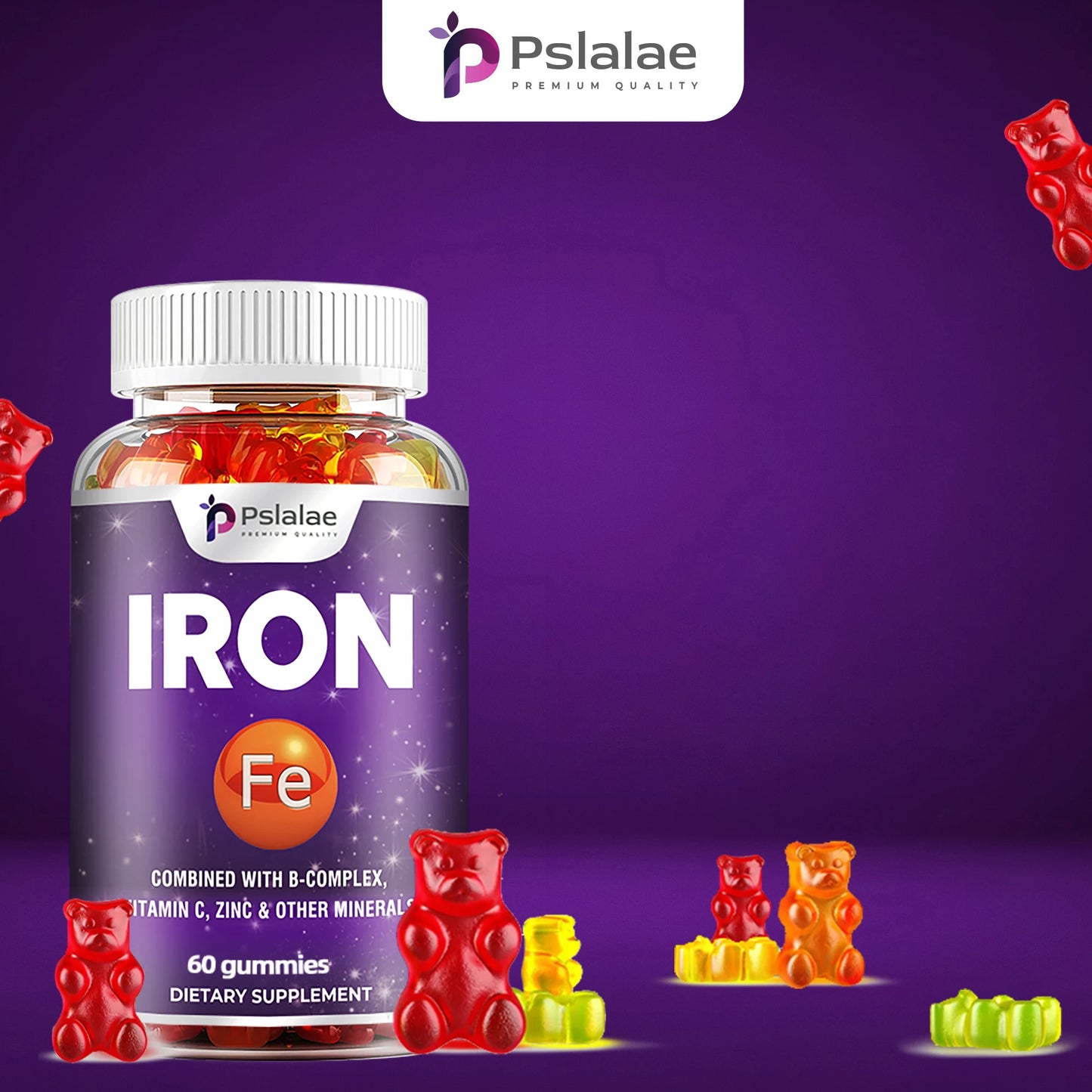Iron Gummies - Supports Red Blood Cell Energy Levels, Promotes Blood Circulation, and Enhances Immunity - 60 Gummies