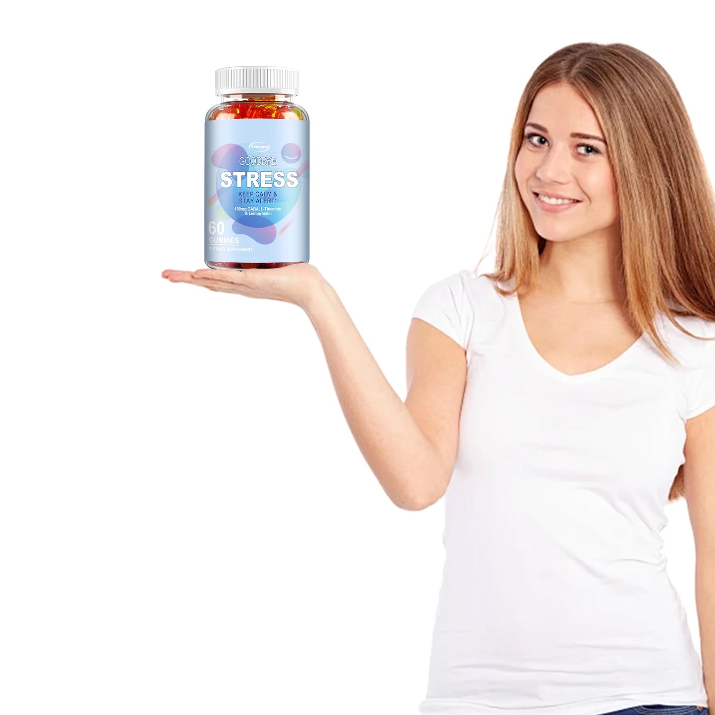 Goodbye Stress Gummies - Contains GABA, L-Theanine, Mood and Stress Relief - 60 Gummies