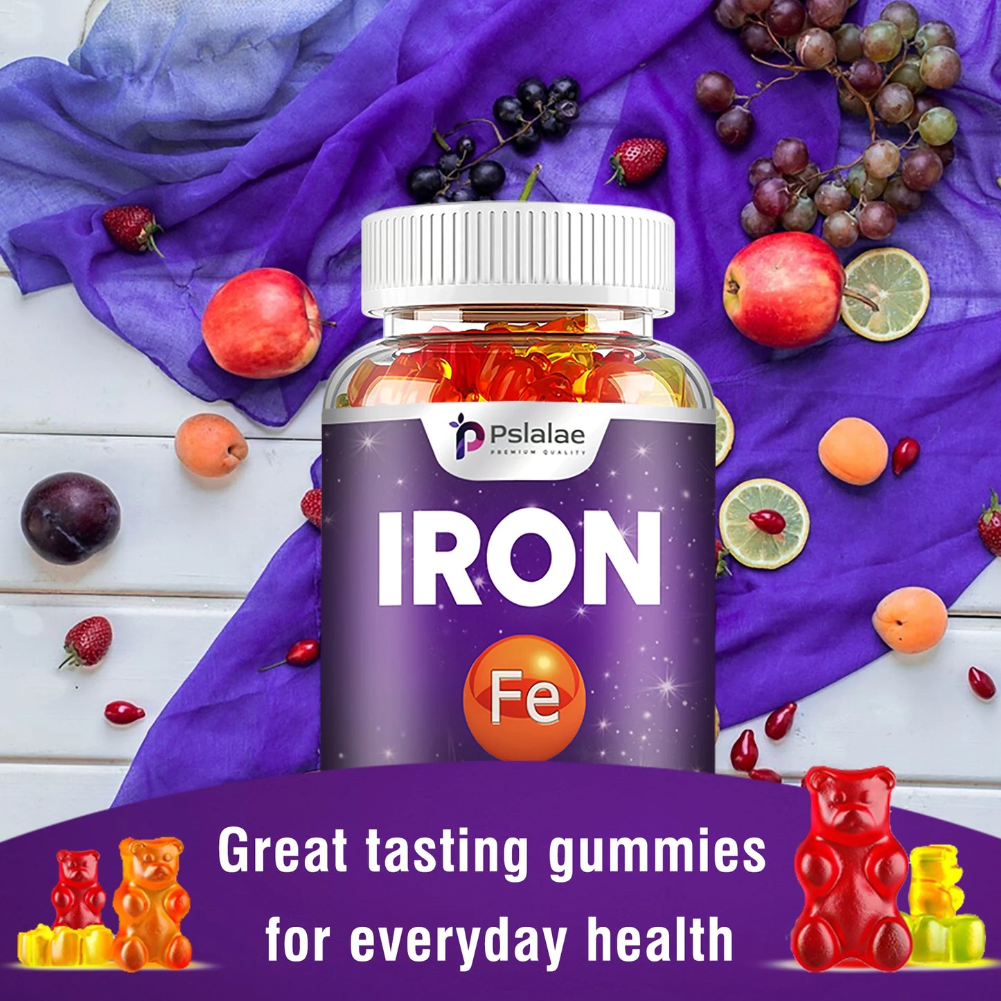 Iron Gummies - Supports Red Blood Cell Energy Levels, Promotes Blood Circulation, and Enhances Immunity - 60 Gummies