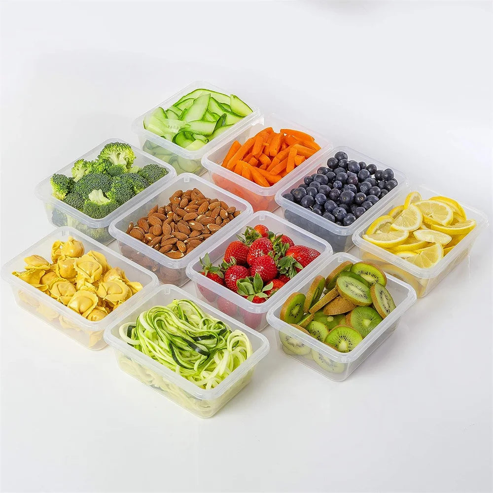 10 Pieces BPA-Free Reusable Square Kitchen Storage Containers Set - Microwave & Freezer Safe