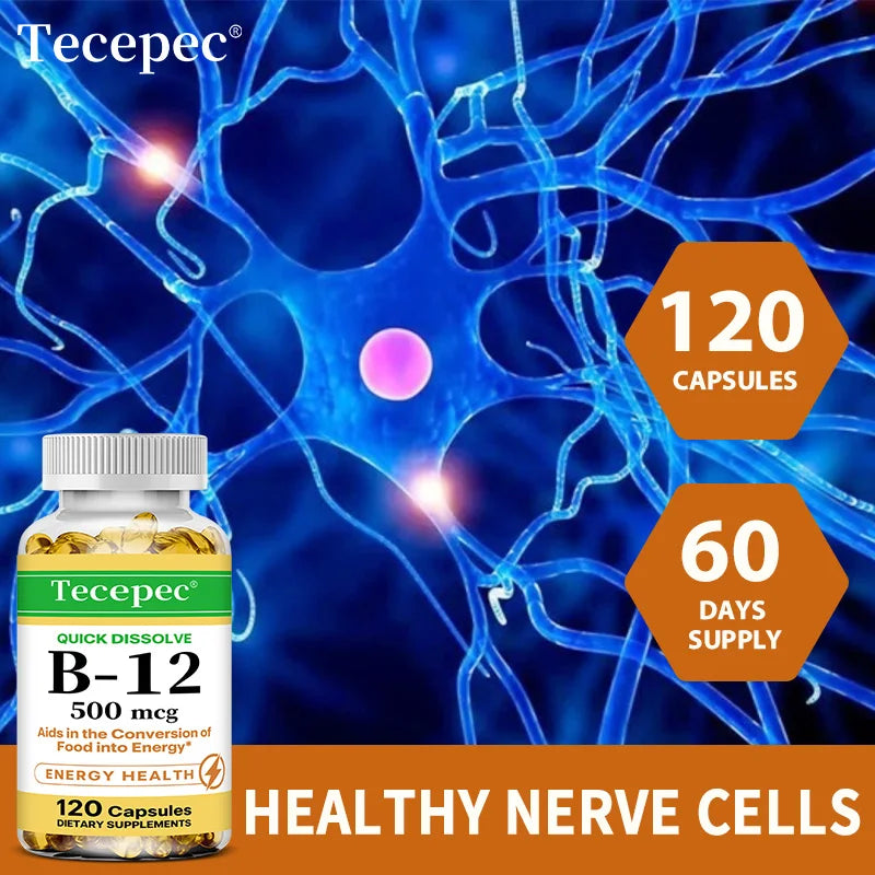 Vitamin B-12 - Supports energy metabolism, Nervous system and Cellular health, 120 Capsuls