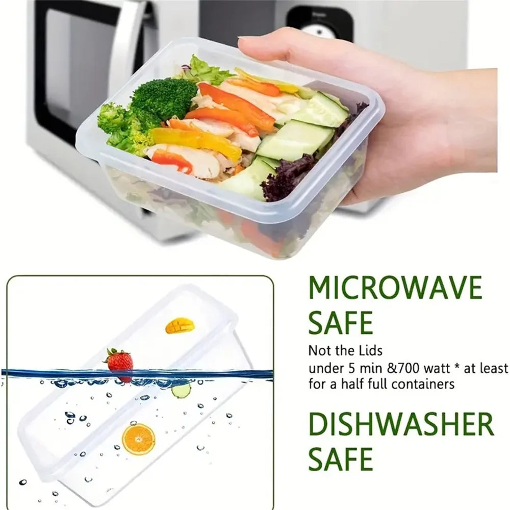 10 Pieces BPA-Free Reusable Square Kitchen Storage Containers Set - Microwave & Freezer Safe
