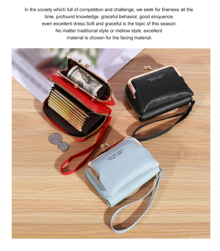 Forever Lovely Wallet Women's Fashion Wrist Strap, Large Capacity Coin Bag with Multiple Card Wallet