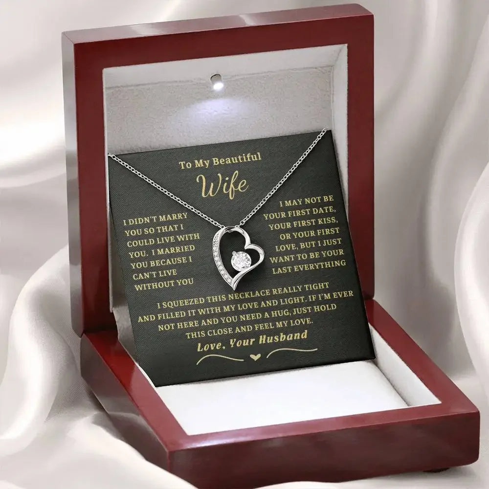 To My Wife Gift, Love Heart Pendant Necklace