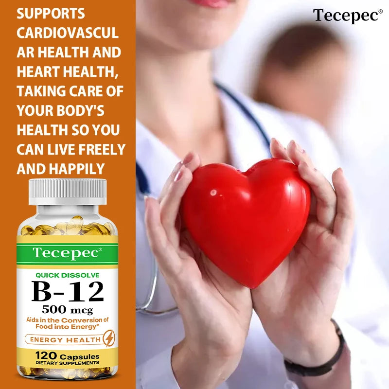 Vitamin B-12 - Supports energy metabolism, Nervous system and Cellular health, 120 Capsuls