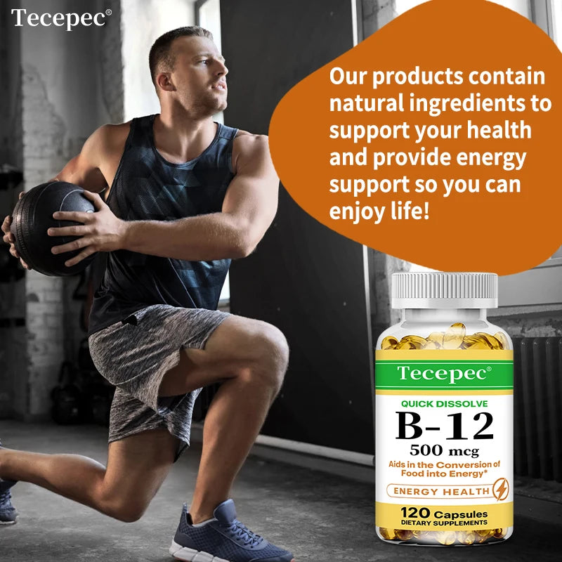 Vitamin B-12 - Supports energy metabolism, Nervous system and Cellular health, 120 Capsuls