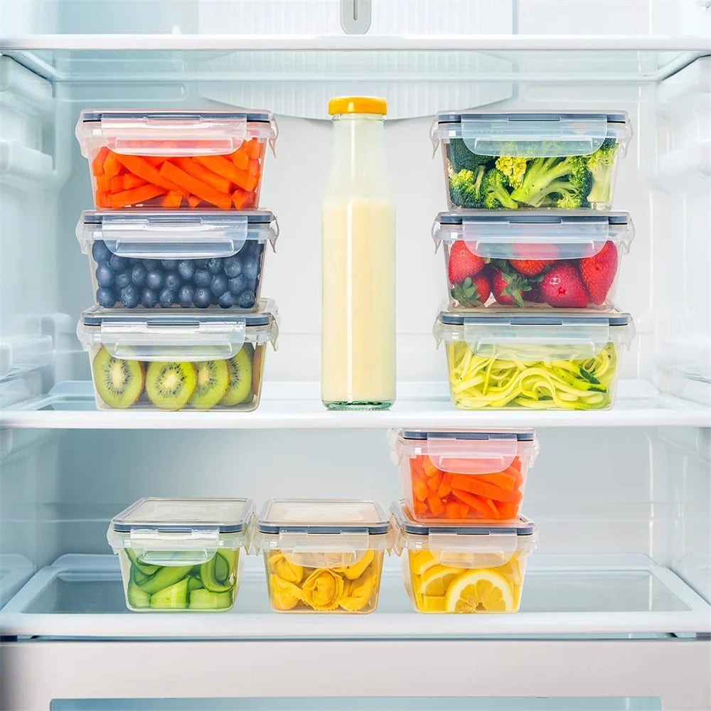 10 Pieces BPA-Free Reusable Square Kitchen Storage Containers Set - Microwave & Freezer Safe