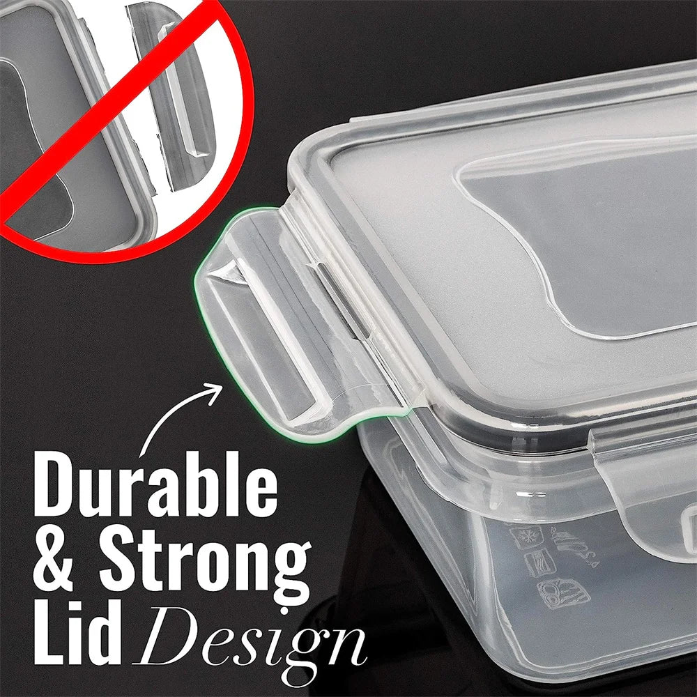 10 Pieces BPA-Free Reusable Square Kitchen Storage Containers Set - Microwave & Freezer Safe