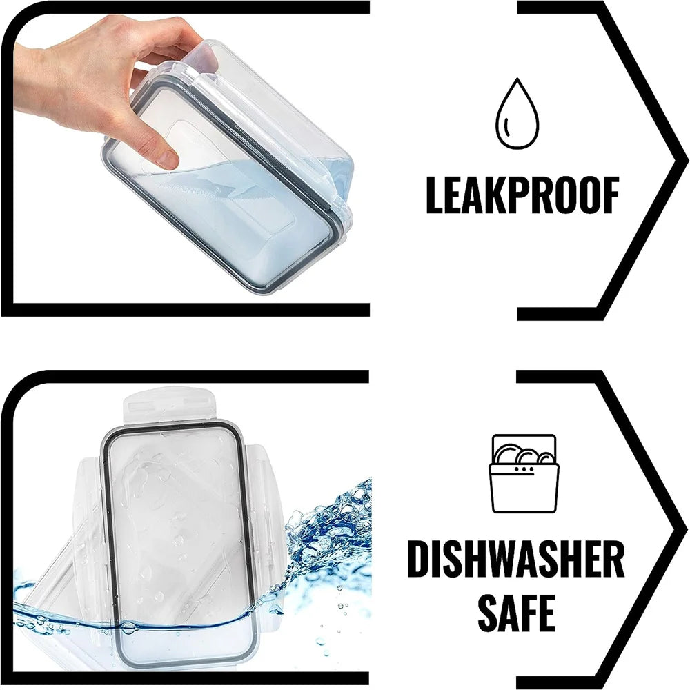 10 Pieces BPA-Free Reusable Square Kitchen Storage Containers Set - Microwave & Freezer Safe