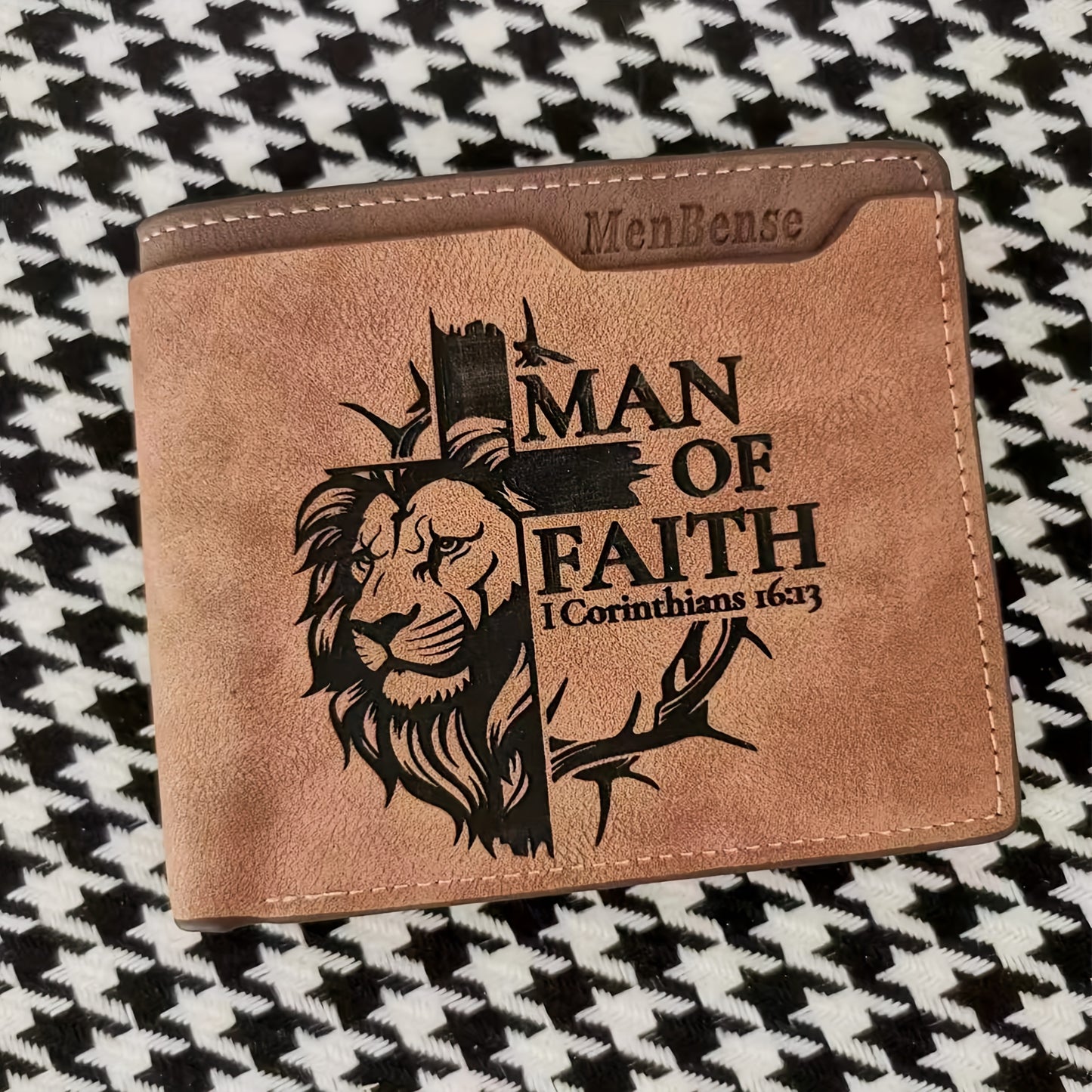 1pc Men's Lion Pattern PU Leather Wallet