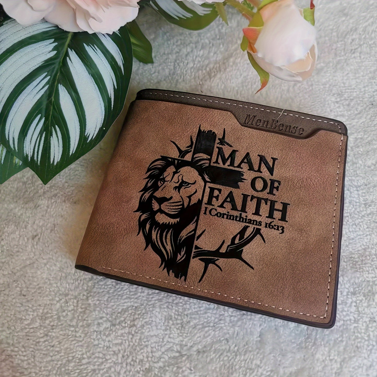 1pc Men's Lion Pattern PU Leather Wallet