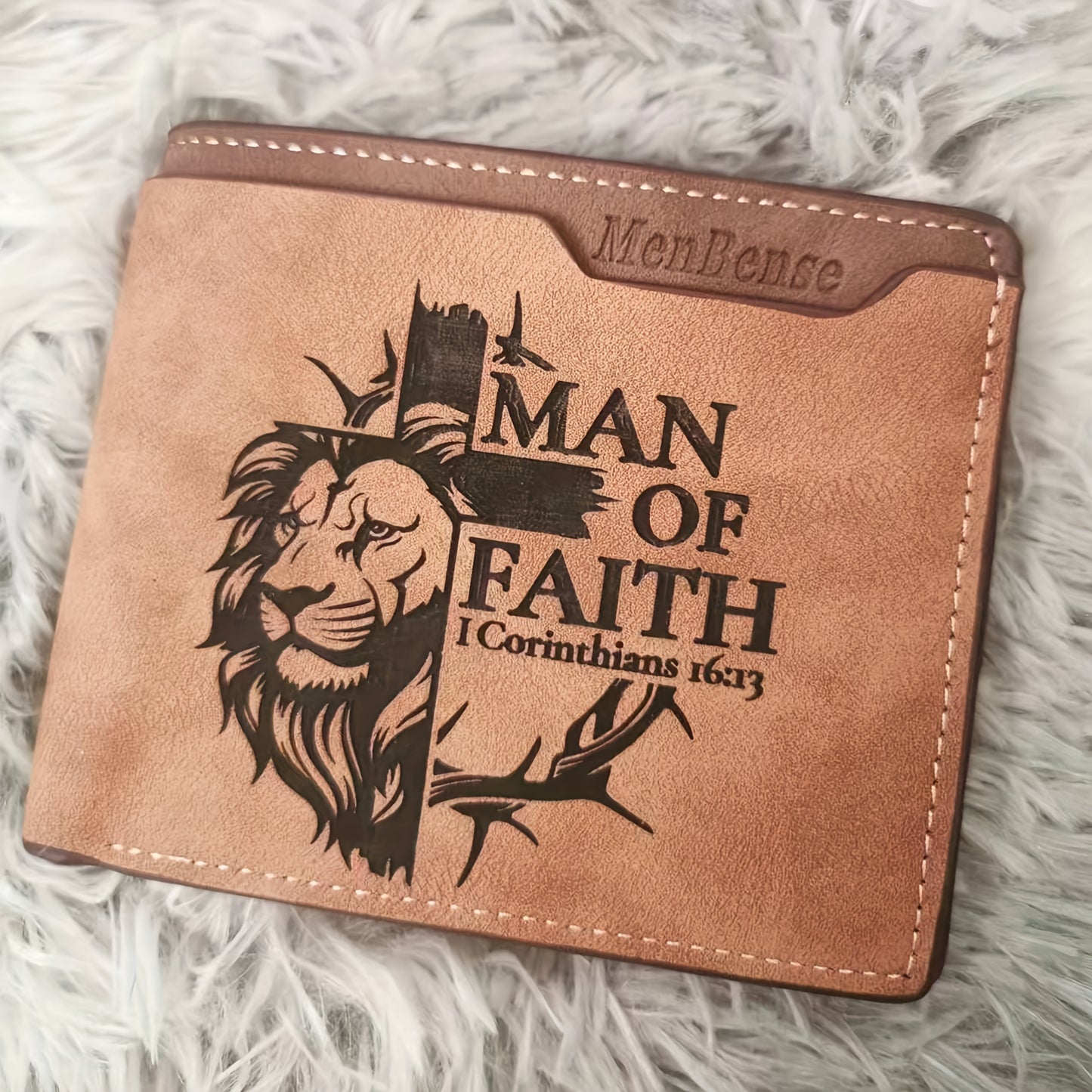 1pc Men's Lion Pattern PU Leather Wallet