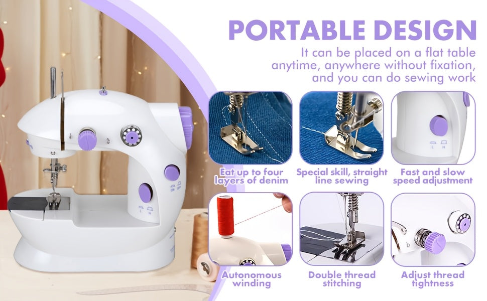 Portable Mini 2-speed, Desktop Sewing Machine